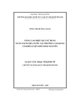 Nâng cao hiệu quả sử dụng ngân sách nhà nước tại Trường Cao đẳng Cơ khí Luyện kim Thái Nguyên (LV thạc sĩ)