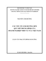 Các yếu tố ảnh hưởng đến quy mô trung bình của doanh nghiệp nhỏ và vừa việt nam 