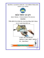 Thẩm định tài sản đảm bảo trong hoạt động cấp tín dụng của các ngân hàng hiện nay