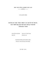 ĐÁNH GIÁ VIỆC THỰC HIỆN CÁC QUYỀN SỬ DỤNG  ĐẤT TRÊN ĐỊA BÀN HUYỆN THUẬN THÀNH  TỈNH BẮC NINH