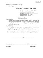 ĐỀ KIỂM TRA KẾT THÚC HỌC PHẦN       Môn kiểm tra HP:TCHĐGD NGLL