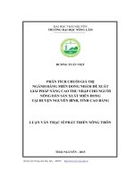 Phân tích chuỗi giá trị ngành hàng miến dong nhằm đề xuất giải pháp nâng cao thu nhập cho người nông dân sản xuất miến dong tại huyện Nguyên Bình, tỉnh Cao Bằng (LV thạc sĩ)