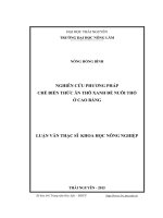 Nghiên cứu phương pháp chế biến thức ăn thô xanh để nuôi thỏ ở Cao Bằng (LV thạc sĩ)