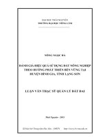 Đánh giá hiệu quả sử dụng đất nông nghiệp theo hướng phát triển bền vững tại huyện Bình Gia, tỉnh Lạng Sơn (LV thạc sĩ)