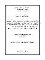 Giải pháp tạo việc làm cho người dân các xã vùng đệm của Vườn Quốc gia Phong Nha - Kẻ Bàng thuộc huyện Bố Trạch, tỉnh Quảng Bình