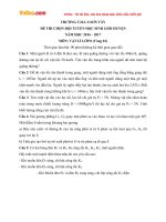 Đề thi chọn đội tuyển học sinh giỏi cấp huyện môn Vật lý lớp 8 trường THCS Sơn Tây, Hà Tĩnh năm học 2016  2017 vòng 1 