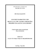 Giải pháp marketing cho dịch vụ lưu trú tại khu nghỉ dưỡng premier village da nang resort 