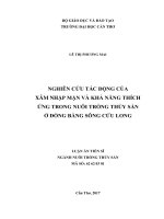 Nghiên cứu tác động của xâm nhập mặn và khả năng thích ứng trong nuôi trồng thủy sản ở đồng bằng sông cửu long 