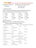 Bộ Đề thi học kỳ 1 môn Tiếng Anh lớp 9 năm học 2016  2017 có đáp án