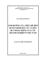 Ảnh hưởng của thể chế đến quyết định đầu tư và kết quả hoạt động của các doanh nghiệp ở việt nam 