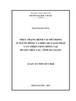 Thực trạng bệnh tai mũi họng ở người mông và hiệu quả giải pháp can thiệp cộng đồng tại huyện mèo vạc tỉnh hà giang 