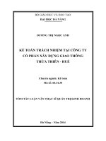Kế toán trách nhiệm tại Công ty Cổ phần Xây dựng Giao thông Thừa Thiên Huế