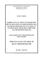 Nghiên cứu các nhân tố ảnh hưởng đến sự hài lòng của khách hàng mua sản phẩm chăm sóc da của Công ty Cổ phần Dược phẩm Hoa Thiên Phú tại thị trường ĐăkLăk