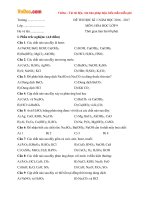 Đề thi học kì 1 môn Hóa học lớp 9 năm học 2016  2017 