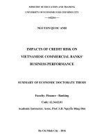 Tác động của rủi ro tín dụng đến hiệu quả kinh doanh của các ngân hàng thương mại việt nam tiếng anh 