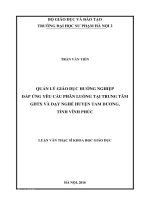 Quản lý giáo dục hướng nghiệp đáp ứng yêu cầu phân luồng tại trung tâm GDTX và Dạy nghề huyện Tam Dương, tỉnh Vĩnh Phúc