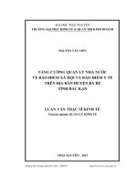 Tăng cường quản lý nhà nước về bảo hiểm xã hội và bảo hiểm y tế trên địa bàn huyện Ba Bể, tỉnh Bắc Kạn (LV thạc sĩ)