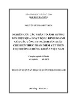 Nghiên cứu các nhân tố ảnh hưởng đến hiệu quả hoạt động kinh doanh của các công ty ngành sản xuất chế biến thực phẩm niêm yết trên thị trường chứng khoán Việt Nam
