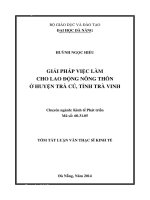 Giải pháp việc làm cho lao động nông thôn ở huyện Trà Cú, tỉnh Trà Vin