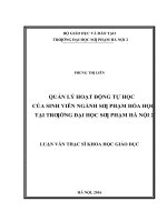 Quản lý hoạt động tự học của sinh viên ngành sư phạm Hóa học tại trường Đại học Sư phạm Hà Nội 2