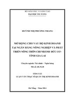 Mở rộng cho vay hộ kinh doanh tại Ngân hàng Nông nghiệp và Phát triển Nông thôn chi nhánh Đức Cơ - Tỉnh Gia La