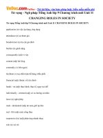 Từ vựng  Ngữ pháp Tiếng Anh lớp 9 Chương trình mới Unit 11 CHANGING ROLES IN SOCIETY 