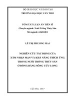 Nghiên cứu tác động của xâm nhập mặn và khả năng thích ứng trong nuôi trồng thủy sản ở đồng bằng sông cửu long (tt) 