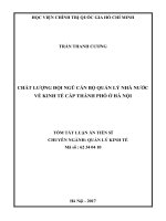 Chất lượng đội ngũ cán bộ quản lý nhà nước về kinh tế cấp thành phố ở hà nội (tt)