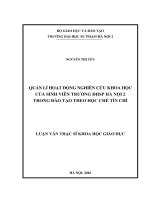 Quản lí hoạt động nghiên cứu khoa học của sinh viên trường ĐHSP Hà Nội 2 trong đào tạo theo học chế tín chỉ