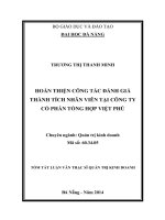 Hoàn thiện công tác đánh giá thành tích nhân viên tại Công ty Cổ phần Tổng hợp Việt Phú