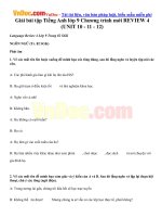 Giải bài tập Tiếng Anh lớp 9 Chương trình mới REVIEW 4 (UNIT 10  11  12) 