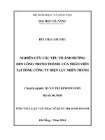 Nghiên cứu các yếu tố ảnh hưởng đến lòng trung thành của nhân viên tại Tổng Công ty Điện lực miền Trun