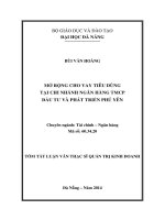 Mở rộng cho vay tiêu dùng tại chi nhánh Ngân hàng TMCP Đầu tư và Phát triển Phú Yên