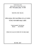 Tôn giáo, tín ngưỡng của cư dân vùng ven biển bạc liêu 