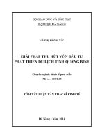 Giải pháp thu hút vốn đầu tư phát triển du lịch tỉnh Quảng Bình