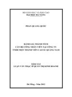 Đánh giá thành tích cán bộ công nhân viên tại Công ty TNHH Một thành viên Cao su Quảng Na