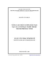 Nâng cao chất lượng đào tạo tại các cơ sở dạy nghề thuộc thành phố Bắc Ninh (LV thạc sĩ)