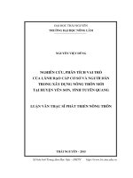 Nghiên cứu, phân tích vai trò của cán bộ lãnh đạo cấp cơ sở và người dân trong xây dựng nông thôn mới tại huyện Yên Sơn, tỉnh Tuyên Quang (LV thạc sĩ)