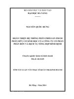 Hoàn thiện hệ thống phân phối sản phẩm phân hữu cơ sinh học của Công ty Cổ phần Phân bón và Dịch vụ Tổng hợp Bình Định