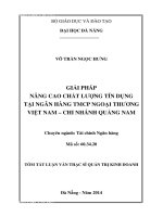 Giải pháp nâng cao chất lượng tín dụng tại Ngân hàng TMCP Ngoại thương Việt Nam - Chi nhánh Quảng Nam