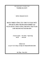 Hoàn thiện công tác cho vay hạn mức tín dụng đối với doanh nghiệp tại Ngân hàng TMCP Công Thương Việt Nam, chi nhánh Ngũ Hành Sơ