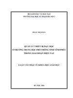 Quản lý thiết bị dạy học ở trường trung học phổ thông tỉnh Vĩnh Phúc trong giai đoạn hiện nay