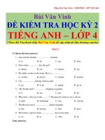 Bộ Đề Kiểm Tra Tiếng Anh học kỳ 2  Lớp 4