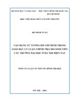 Vận dụng tư tưởng hồ chí minh trong giáo dục lý luận chính trị cho sinh viên các trường đại học ở hà nội hiện nay (tt) 