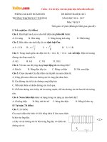 Đề thi học kì 1 môn Vật lý lớp 9 trường THCS Kỳ Thượng, Quảng Ninh năm học 2016  2017 