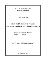 Phát triển bền vững du lịch tại thành phố Đồng Hới, tỉnh Quảng Bình