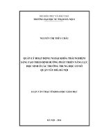 Quản lý hoạt động ngoại khóa trải nghiệm sáng tạo theo định hướng phát triển năng lực học sinh ở các trường trung học cơ sở quận tây hồ, hà nội 