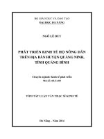 Phát triển kinh tế hộ nông dân trên địa bàn huyện Quảng Ninh, tỉnh Quảng Bình