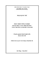 Phát triển nông nghiệp huyện Hòa Vang theo hướng tăng trưởng xanh đến năm 2020