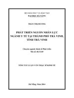 Phát triển nguồn nhân lực ngành y tế tại thành phố Trà Vinh, tỉnh Trà Vinh